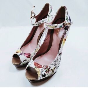 Gucci Pumps Floral Whites Cotton Design Heel